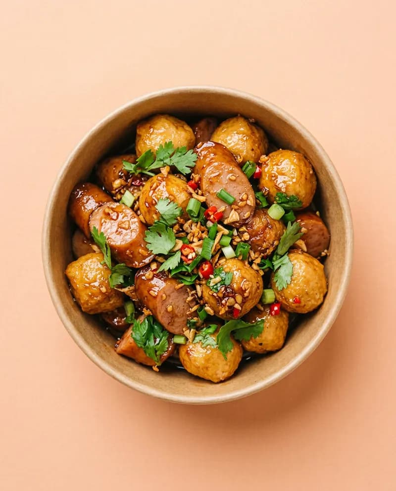 Tô gà viên chiên sốt